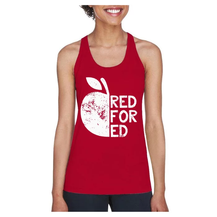 I Support Public Education Red For Ed Teacher Gift Women's Racerback Tank