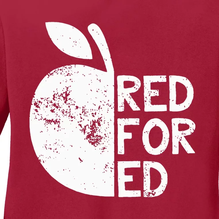 I Support Public Education Red For Ed Teacher Gift Ladies Long Sleeve Shirt