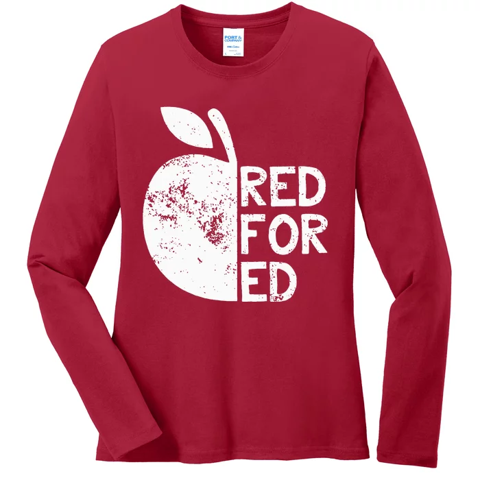 I Support Public Education Red For Ed Teacher Gift Ladies Long Sleeve Shirt