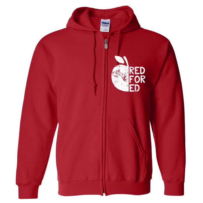 I Support Public Education Red For Ed Teacher Gift Full Zip Hoodie