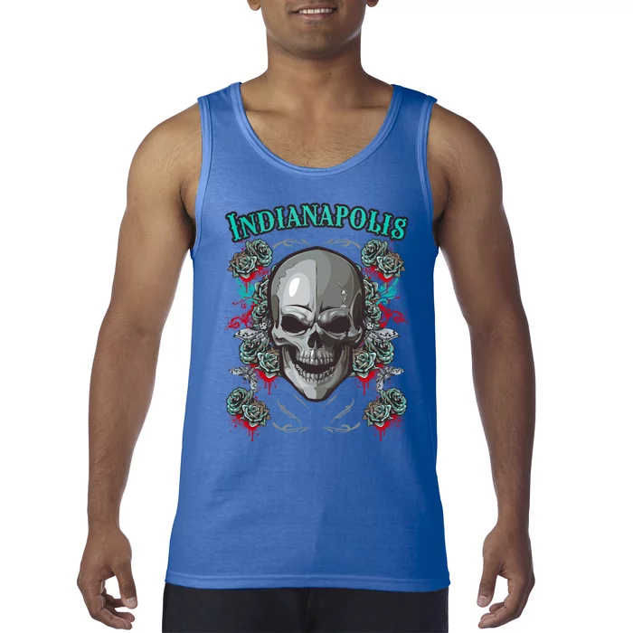 Indianapolis Skull Pirate Skeleton For Bikers Gift Tank Top