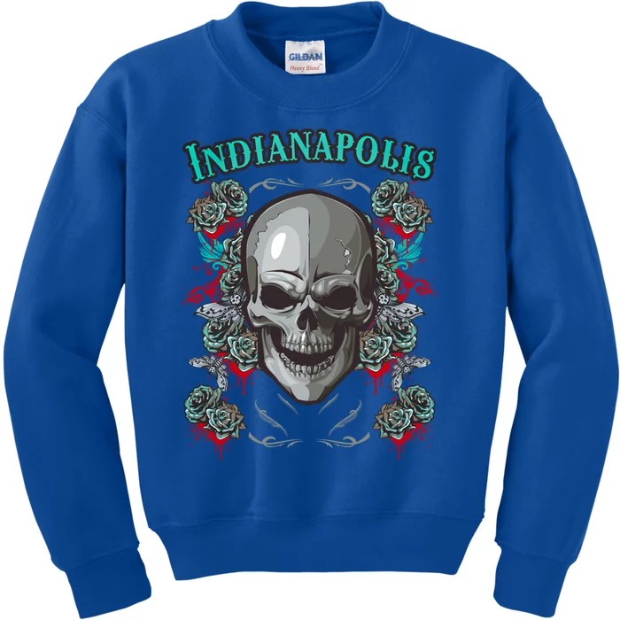 Indianapolis Skull Pirate Skeleton For Bikers Gift Kids Sweatshirt