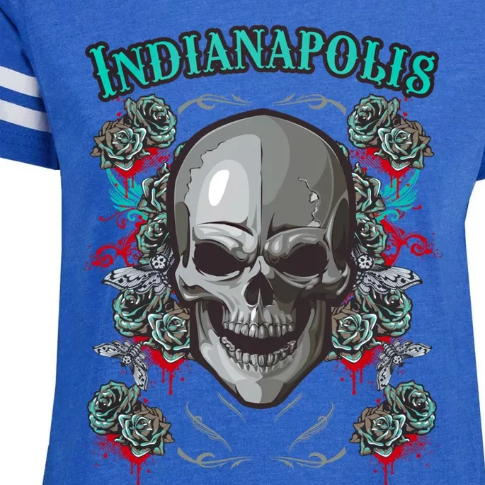 Indianapolis Skull Pirate Skeleton For Bikers Gift Enza Ladies Jersey Football T-Shirt