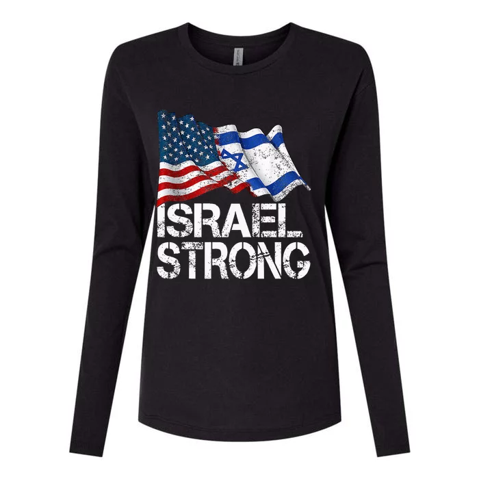 Israel Strong, Pray For Israel, US Israel Flag Womens Cotton Relaxed Long Sleeve T-Shirt