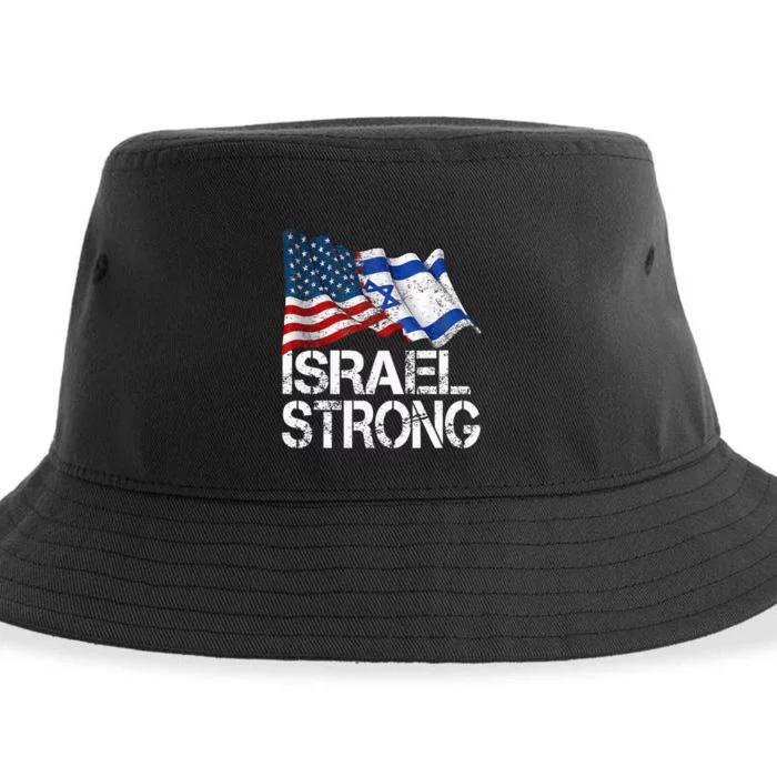 Israel Strong, Pray For Israel, US Israel Flag Sustainable Bucket Hat