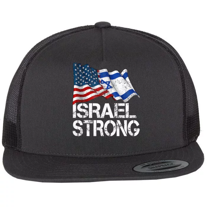 Israel Strong, Pray For Israel, US Israel Flag Flat Bill Trucker Hat