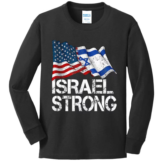 Israel Strong, Pray For Israel, US Israel Flag Kids Long Sleeve Shirt