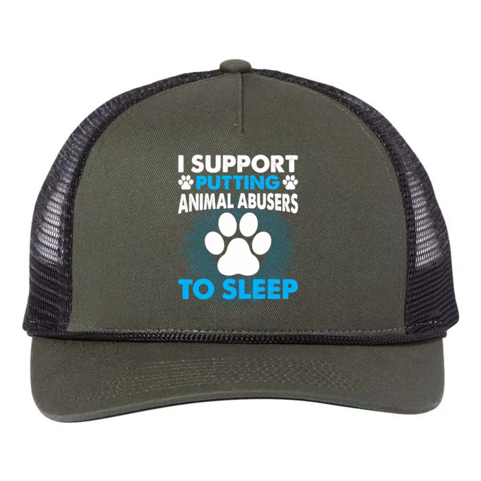 I Support Putting Animal Abusers To Sleep Retro Rope Trucker Hat Cap