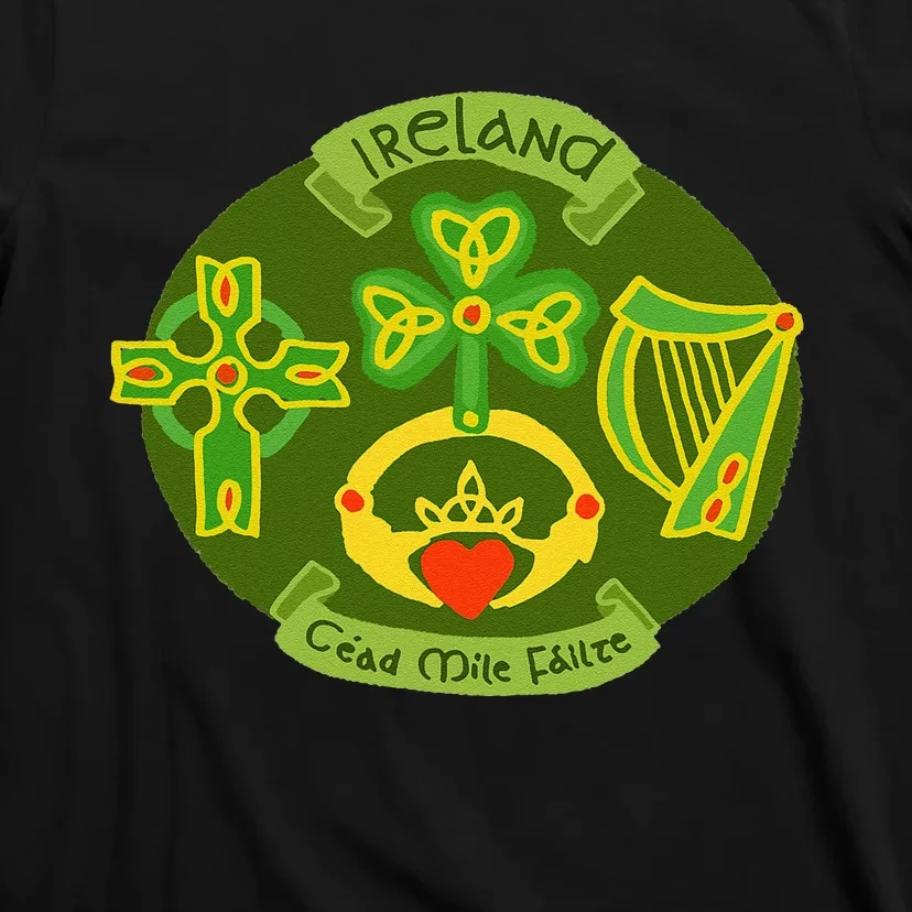 Ireland Saint Patrick's Day Celtic Cross Shamrock Green Funny T-Shirt