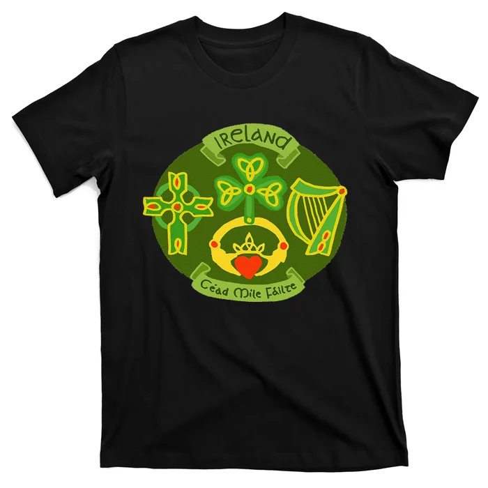 Ireland Saint Patrick's Day Celtic Cross Shamrock Green Funny T-Shirt