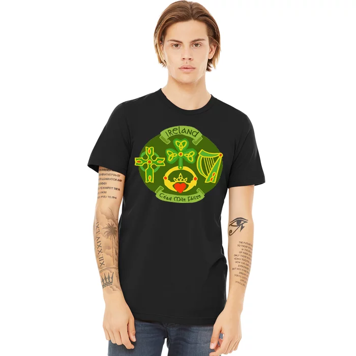 Ireland Saint Patrick's Day Celtic Cross Shamrock Green Funny Premium T-Shirt