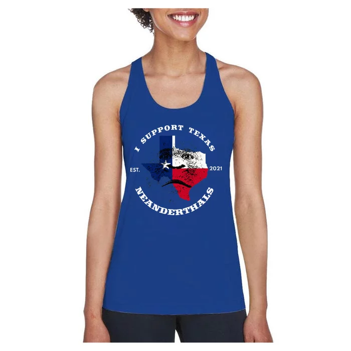 I Support Proud Texas Neanderthals Women's Racerback Tank