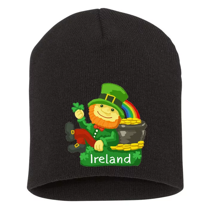 Ireland Saint Patrick's Day Leprechaun Shamrock Green Funny Short Acrylic Beanie