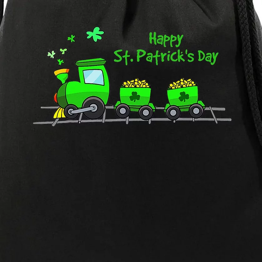 Irish St Patricks Day Holiday Train funny green Drawstring Bag