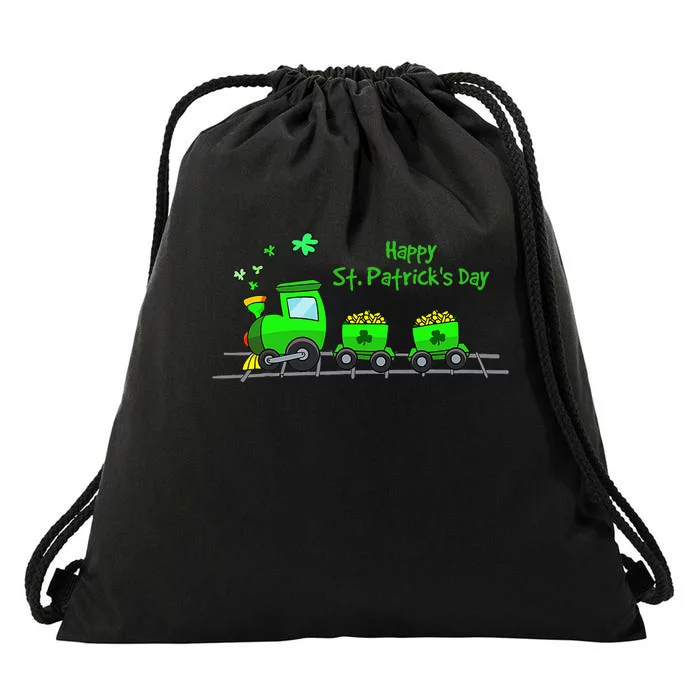 Irish St Patricks Day Holiday Train funny green Drawstring Bag