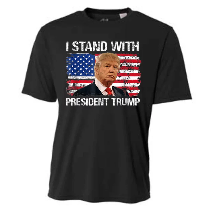 I Stand President Trump American Flag Trump 2024 Cooling Performance Crew T-Shirt