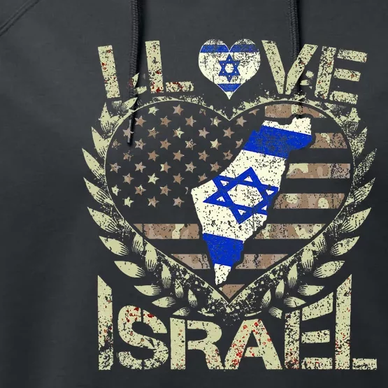 Israel Strong Pray For Israel US Israel Flag Performance Fleece Hoodie