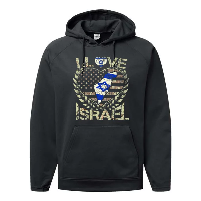 Israel Strong Pray For Israel US Israel Flag Performance Fleece Hoodie