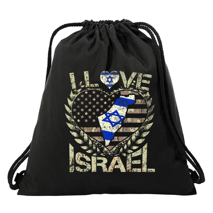 Israel Strong Pray For Israel US Israel Flag Drawstring Bag