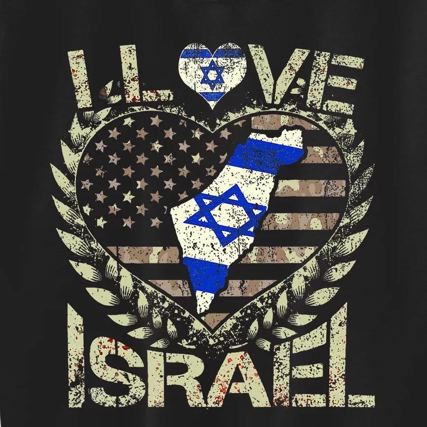 Israel Strong Pray For Israel US Israel Flag Kids Sweatshirt