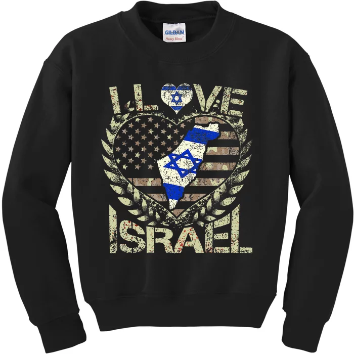 Israel Strong Pray For Israel US Israel Flag Kids Sweatshirt