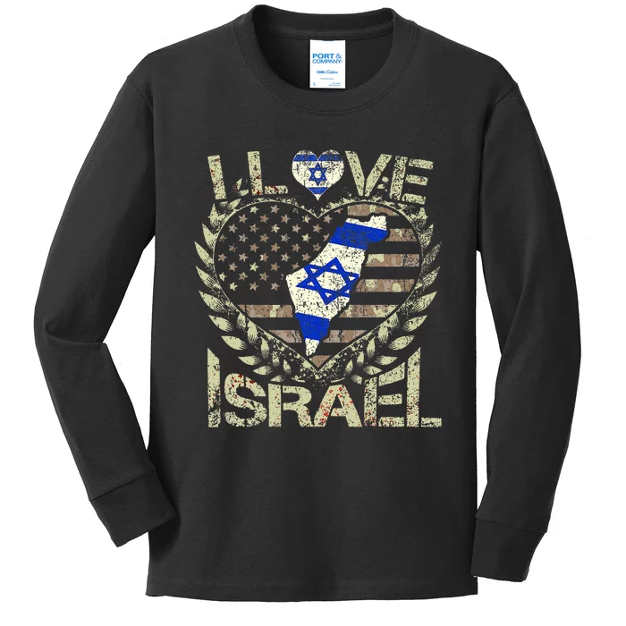 Israel Strong Pray For Israel US Israel Flag Kids Long Sleeve Shirt