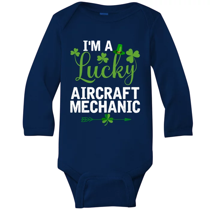 Irish St Patricks Day Costume I'm A Lucky Aircraft Mechanic Funny Gift Baby Long Sleeve Bodysuit