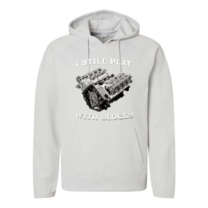 I Still Play With Blocks Racing Maintenance Vintage Performance Fleece Hoodie