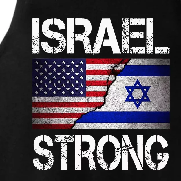 Israel Strong Pray For Israel Us Israel Flag Ladies Tri-Blend Wicking Tank