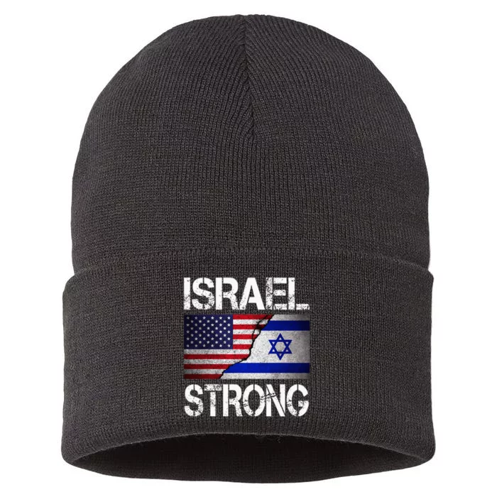 Israel Strong Pray For Israel Us Israel Flag Sustainable Knit Beanie