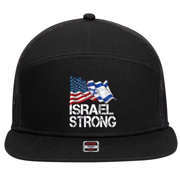 Israel Strong Pray For Israel Us Israel Flag 7 Panel Mesh Trucker Snapback Hat