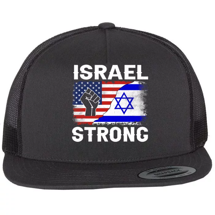 Israel Strong Pray For Israel Us Israel Flag Flat Bill Trucker Hat