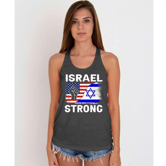 Israel Strong Pray For Israel Us Israel Flag Women's Knotted Racerback Tank