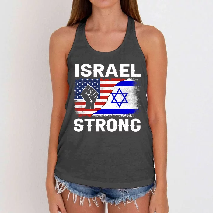 Israel Strong Pray For Israel Us Israel Flag Women's Knotted Racerback Tank