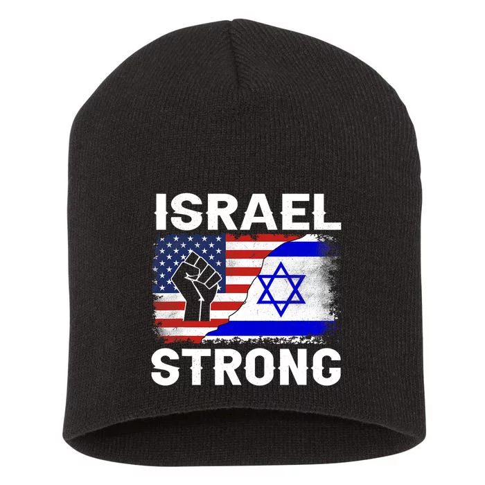 Israel Strong Pray For Israel Us Israel Flag Short Acrylic Beanie