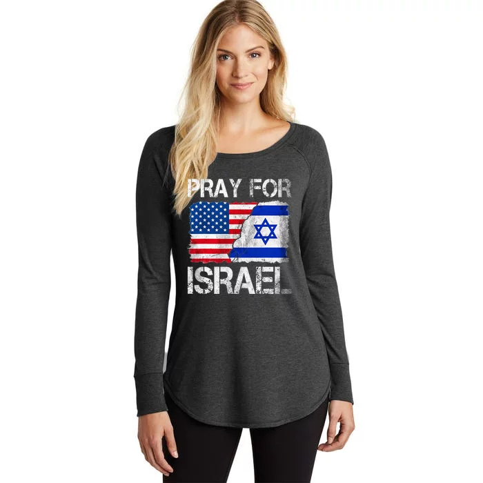 Israel Strong Pray For Israel US Israel Flag Women's Perfect Tri Tunic Long Sleeve Shirt