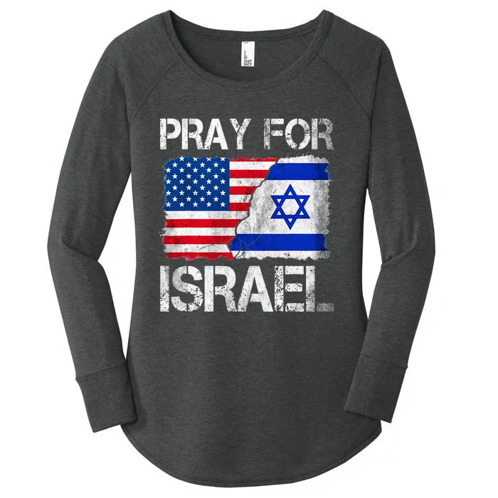 Israel Strong Pray For Israel US Israel Flag Women's Perfect Tri Tunic Long Sleeve Shirt