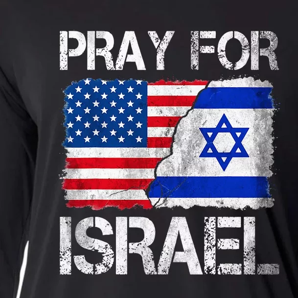 Israel Strong Pray For Israel US Israel Flag Cooling Performance Long Sleeve Crew