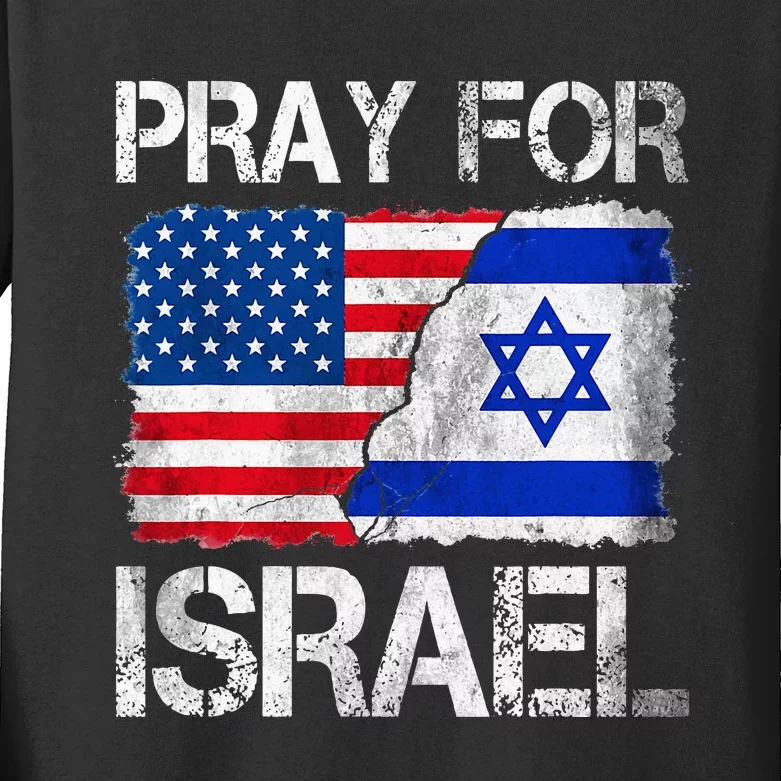 Israel Strong Pray For Israel US Israel Flag Kids Long Sleeve Shirt