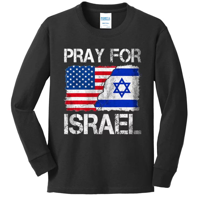 Israel Strong Pray For Israel US Israel Flag Kids Long Sleeve Shirt