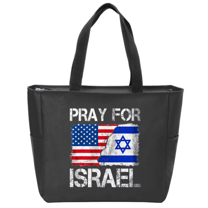 Israel Strong Pray For Israel US Israel Flag Zip Tote Bag