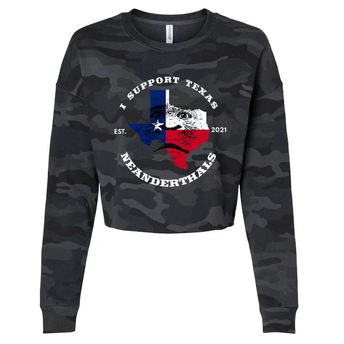 I Support Proud Texas Neanderthals Cropped Pullover Crew