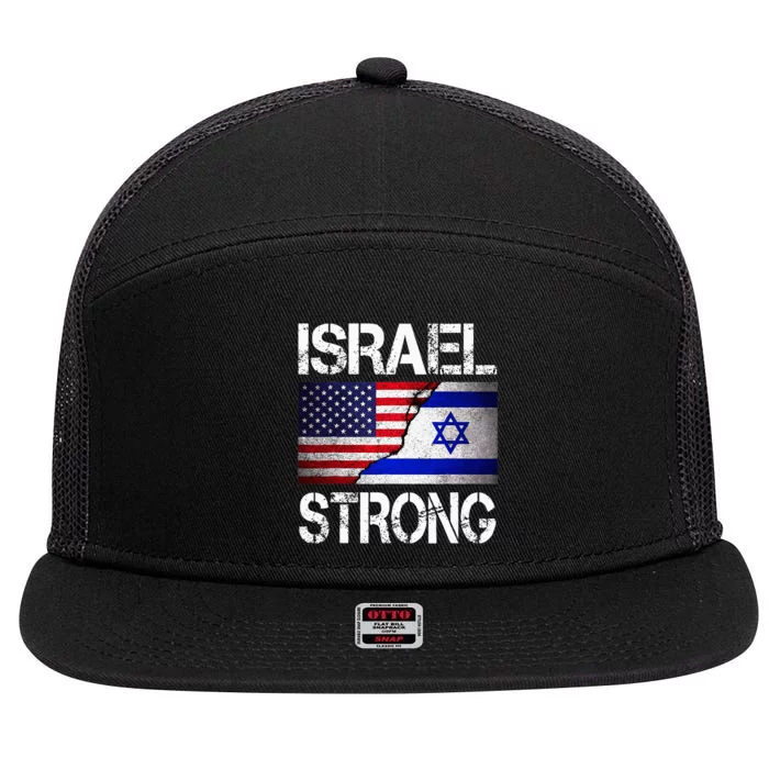 Israel Strong Pray For Israel US Israel Flag 7 Panel Mesh Trucker Snapback Hat