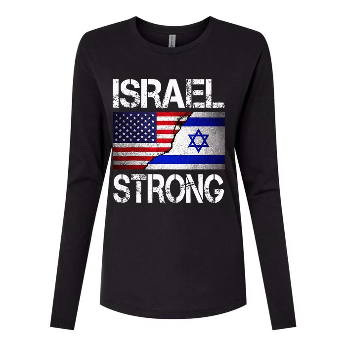 Israel Strong Pray For Israel US Israel Flag Womens Cotton Relaxed Long Sleeve T-Shirt