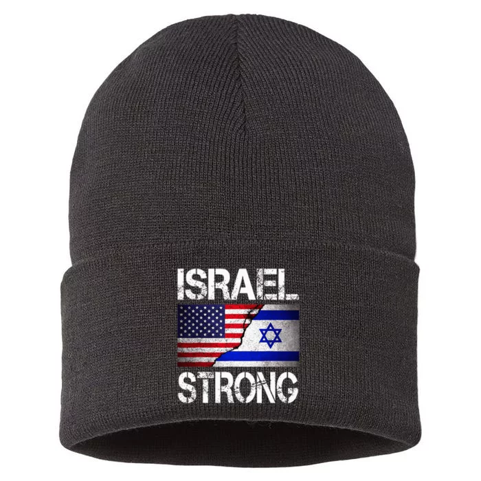 Israel Strong Pray For Israel US Israel Flag Sustainable Knit Beanie