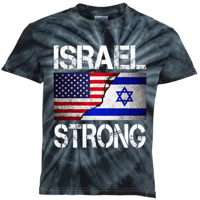 Israel Strong Pray For Israel US Israel Flag Kids Tie-Dye T-Shirt