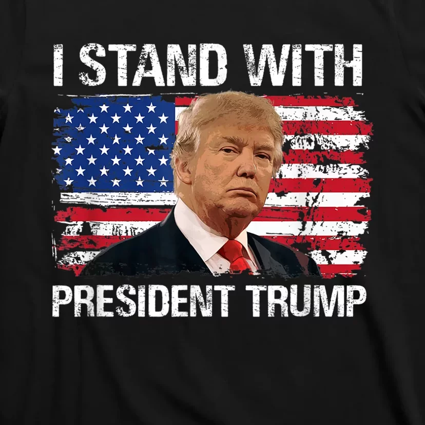 I Stand President Trump American Flag T-Shirt