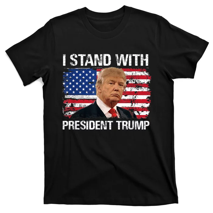 I Stand President Trump American Flag T-Shirt