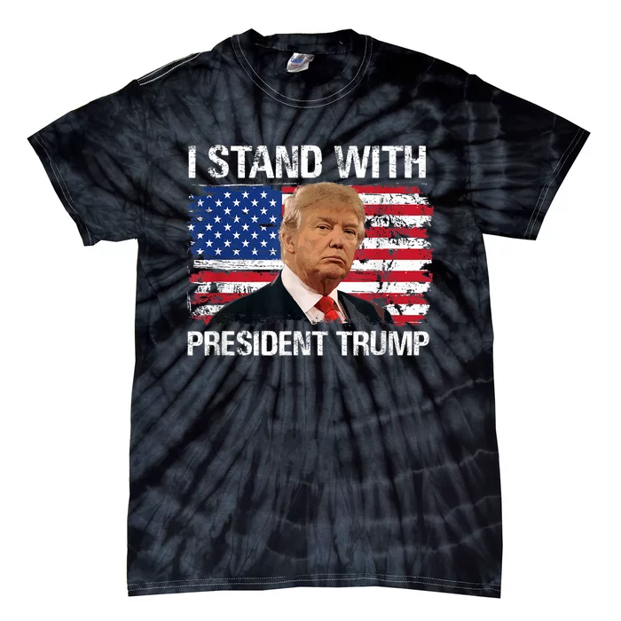 I Stand President Trump American Flag Tie-Dye T-Shirt