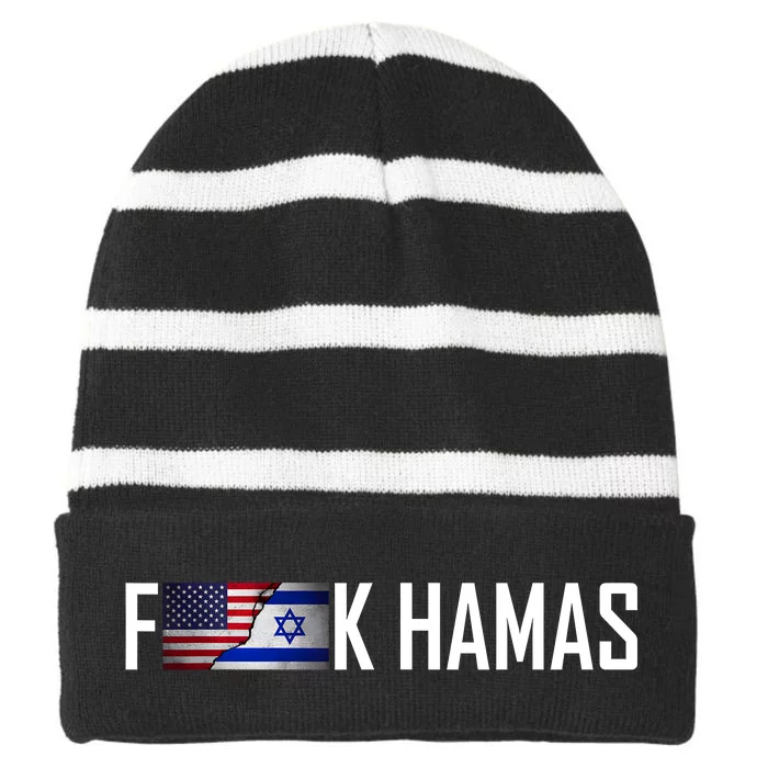 Israel Strong Pray For Israel Us Israel Flag Striped Beanie with Solid Band